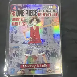 One Piece Monkey D. Luffy US Voyage College Basketball Promo Card Gonzaga SEALED - Image 2