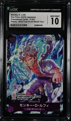 CGC 10 Luffy P-041 BANDAI CARD GAME Fest 23-24 PROMO World Tour One Piece（3） - Image 1