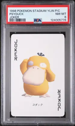 1998 POKEMON STADIUM YELLOW VERSION PLAYING CARDS JOKER PSYDUCK PSA 8 - Image 1