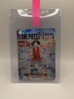 One Piece Monkey D. Luffy College Basketball US Voyage Promo Card SHIPS TODAY! - Image 1
