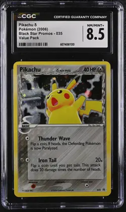 CGC 8.5 Pikachu 2006 Black Star Promos 035 Holo Pokemon Card - Image 1