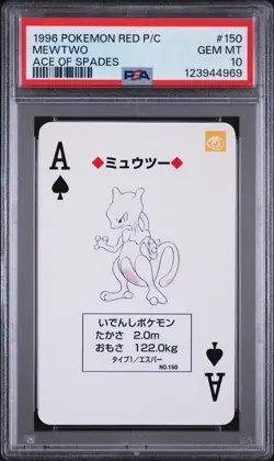 1996 POKEMON RED VERSION PLAYING CARDS ACE OF SPADES #150 MEWTWO PSA 10 - Image 1