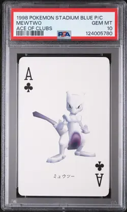1998 POKEMON STADIUM BLUE VERSION PLAYING CARDS ACE OF CLUBS MEWTWO PSA 10 - Image 1