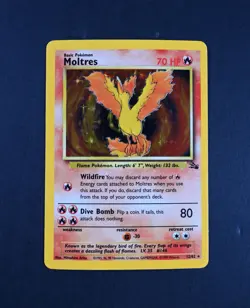 NM Moltres Holo 12/62 Fossil Unlimited Set Pokemon Card - Image 1