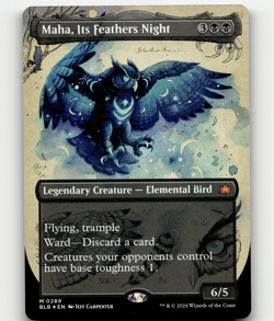 FOIL - MTG Maha, Its Feathers Night (Borderless) #289 - Bloomburrow - Image 1