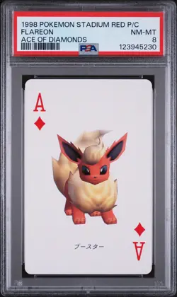 1998 POKEMON STADIUM RED VERSION PLAYING CARDS ACE OF DIAMONDS FLAREON PSA 8 - Image 1