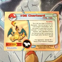 1999 Topps Pokemon Charizard - #06 - Non-Holo TV Series 1 Blue Logo NM - Image 2