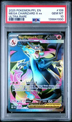 2025 POKEMON PFL EN-PHANTASMAL FLAMES ULTRA RARE #109 MEGA CHARIZARD X EX PSA 10 - Image 1