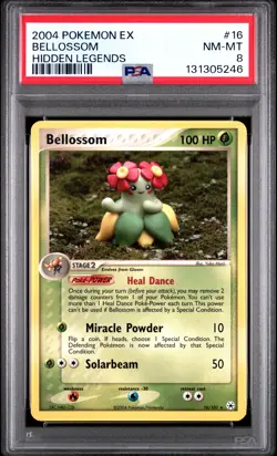 2004 POKEMON EX HIDDEN LEGENDS #16 BELLOSSOM PSA 8 - Image 1