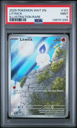 2025 POKEMON WHT EN-WHITE FLARE ILLUSTRATION RARE #101 LITWICK PSA 9 - Image 1