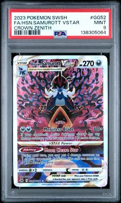 2023 POKEMON SWORD & SHIELD CROWN ZENITH FULL ART/HISUIAN SAMUROTT VSTAR PSA 9 - Image 1