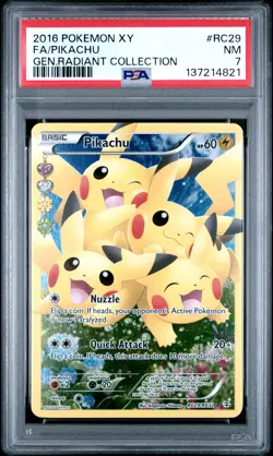 2016 POKEMON XY GENERATIONS RADIANT COLLECTION #RC29 FULL ART/PIKACHU PSA 7 - Image 1