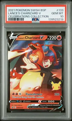 2021 POKEMON SWSH PROMO CELEBRATIONS COLLECTION LANCE'S CHARIZARD V PSA 10 - Image 1