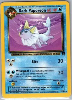 Dark Vaporeon 45/82 Non Holo Team Rocket - Pokemon Card - NM - Image 1