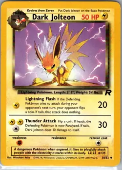 Dark Jolteon 38/82 Non Holo Team Rocket - Pokemon Card - NM - Image 1