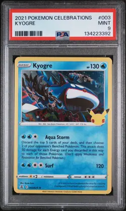 2021 POKEMON CELEBRATIONS #003 KYOGRE PSA 9 - Image 1