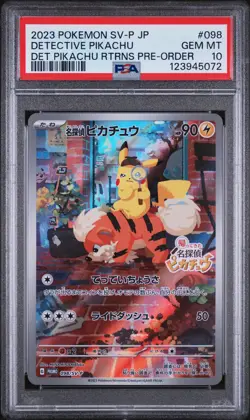 2023 POKEMON JPN DETECTIVE PIKACHU RETURNS PROMO #098 DETECTIVE PIKACHU PSA 10 - Image 1
