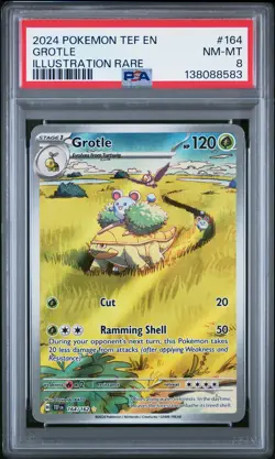 2024 POKEMON TEF EN-TEMPORAL FORCES ILLUSTRATION RARE #164 GROTLE PSA 8 - Image 1