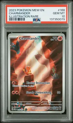 2023 POKEMON MEW EN-151 ILLUSTRATION RARE #168 CHARMANDER PSA 10 - Image 1