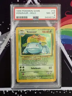 Pokemon Graded PSA 8 Venusaur 15/102 Base Set Holo Unlimited With Extras - Image 1