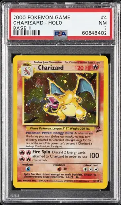 2000 POKEMON BASE SET 2 #4 CHARIZARD-HOLO PSA 7 - Image 1