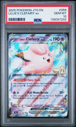 2025 POKEMON JTG EN-JOURNEY TOGETHER #056 LILLIE'S CLEFAIRY EX PSA 10 - Image 1