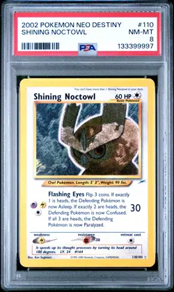 2002 POKEMON NEO DESTINY #110 SHINING NOCTOWL PSA 8 - Image 1