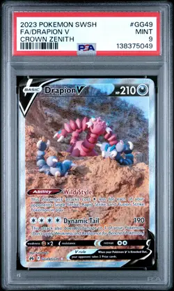 2023 POKEMON SWORD & SHIELD CROWN ZENITH #GG49 FULL ART/DRAPION V PSA 9 - Image 1