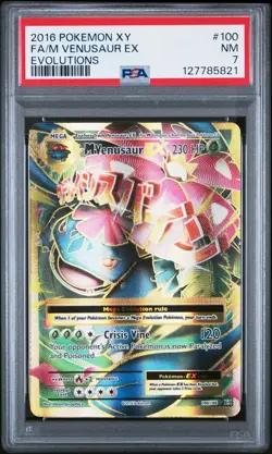 2016 POKEMON XY EVOLUTIONS #100 FULL ART/M VENUSAUR EX PSA 7 - Image 1