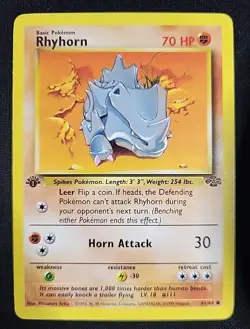 Pokemon Tcg - Rhyhorn 61/64 Common 1st Ed Jungle Set Error BIG YELLOW DOT (NM) - Image 1