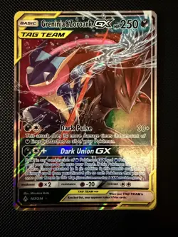 Greninja & Zoroark GX (107/214) Unbroken Bonds Tag Team Holo Rare Pokemon Card! - Image 1