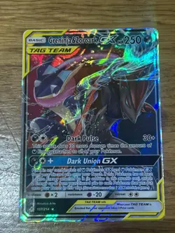 Greninja & Zoroark GX (107/214) Unbroken Bonds Tag Team Holo Rare Pokemon Card! - Image 1