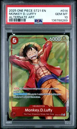 2025 ONE PIECE STARTER DECK ST21-EX GEAR 5 ALTERNATE ART MONKEY D. LUFFY PSA 10 - Image 1
