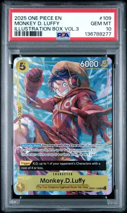 2025 ONE PIECE PROMOS ILLUSTRATION BOX VOL.3 #109 MONKEY D. LUFFY PSA 10 - Image 1