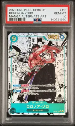 2023 ONE PIECE JPN WINGS OF THE CAPTAIN MANGA ALT ART #118 RORONOA ZORO PSA 10 - Image 1