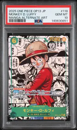 2025 ONE PIECE JPN CARRYING ON HIS WILL MANGA ALT ART MONKEY D. LUFFY PSA 10 - Image 1