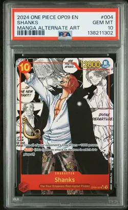 2024 ONE PIECE OP09-EMPERORS IN THE NEW WORLD MANGA ALTERNATE ART SHANKS PSA 10 - Image 1