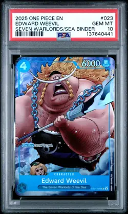 2025 ONE PIECE SEVEN WARLORDS OF THE SEA BINDER SET #023 EDWARD WEEVIL PSA 10 - Image 1