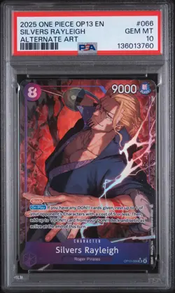 2025 ONE PIECE OP13-CARRYING ON HIS WILL ALTERNATE ART SILVERS RAYLEIGH PSA 10 - Image 1