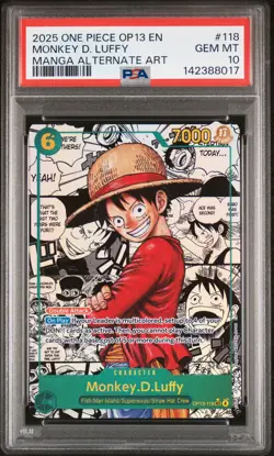 2025 ONE PIECE CARRYING ON HIS WILL MANGA ALT ART #118 MONKEY D. LUFFY PSA 10 - Image 1