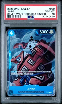 2025 ONE PIECE SEVEN WARLORDS OF THE SEA BINDER SET #030 JINBE PSA 10 - Image 1