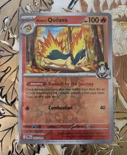 Pokemon Card Game Ethan's Quilava 033/182 Reverse Holo SV10: Destined Rivals - Image 1