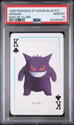 1998 POKEMON STADIUM BLUE VERSION PLAYING CARDS KING OF CLUBS GENGAR PSA 10 - Image 1