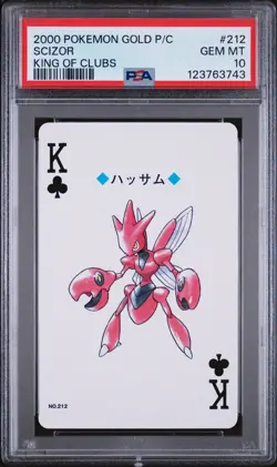 2000 POKEMON GOLD VERSION PLAYING CARDS KING OF CLUBS #212 SCIZOR PSA 10 - Image 1