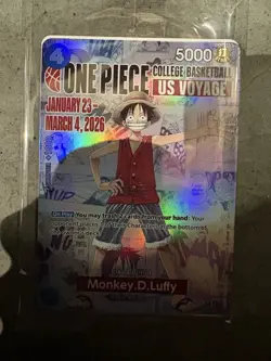 One Piece Monkey D. Luffy US Voyage College Basketball Card SEALED - New Rutgers - Image 1