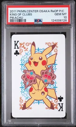 2011 POKEMON CENTER OSAKA REOPENING PLAYING CARDS PIKACHU KING OF CLUBS PSA 10 - Image 1