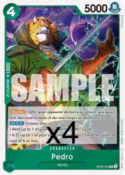 4X One Piece Card Game Pedro OP08-030 Rare NM - Image 1