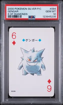 2000 POKEMON SILVER VERSION PLAYING CARDS 6 OF DIAMONDS #094 GENGAR PSA 10 - Image 1