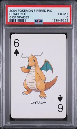 2004 POKEMON FIRERED VERSION PLAYING CARDS 6 OF SPADES DRAGONITE PSA 6 - Image 1