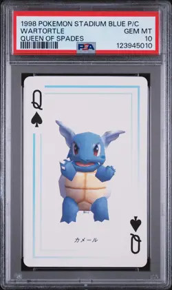 1998 POKEMON STADIUM BLUE VERSION PLAYING CARDS QUEEN OF SPADES WARTORTLE PSA 10 - Image 1